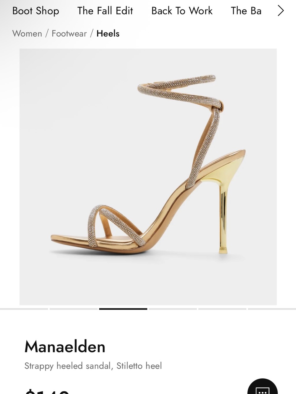 Aldo Gold Strappy Stiletto Heel Sandal